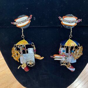 New York Hot Dog Stand (Lunch at the Ritz brand) clip-on earrings